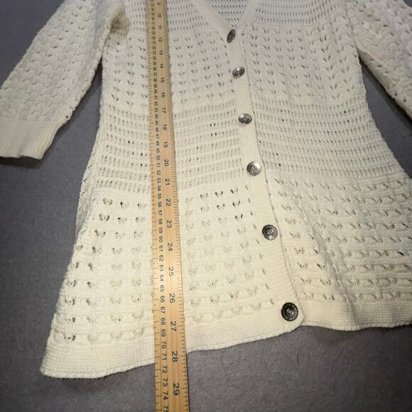 Vintage DKNY 90s Fairy Cottagecore Light Knit Crochet Cardigan Sweater Small - Picture 5 of 6